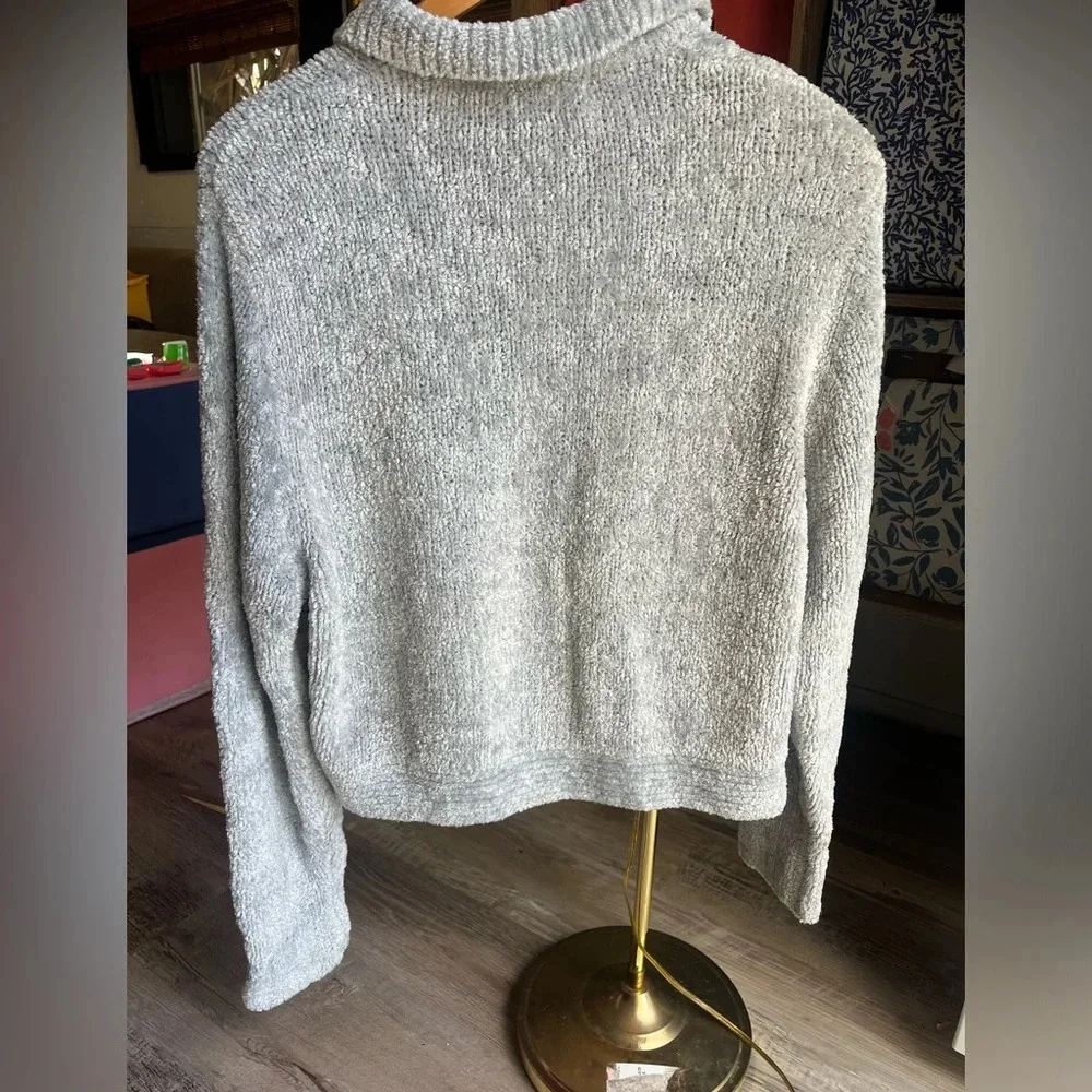 Merona light blue/grey fluffy zipper sweater - Picture 5 of 5